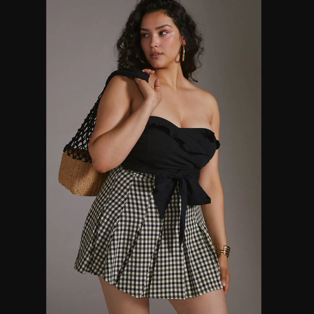 Anthropologie Ruffled Tie-Front Tube Top-Size Medium - NEW